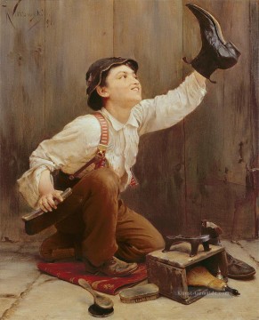whittling boy Ölbilder verkaufen - Shoeshine Boy 1891 Karl Witkowski